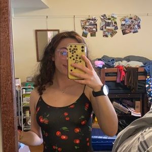 cherry print body suit